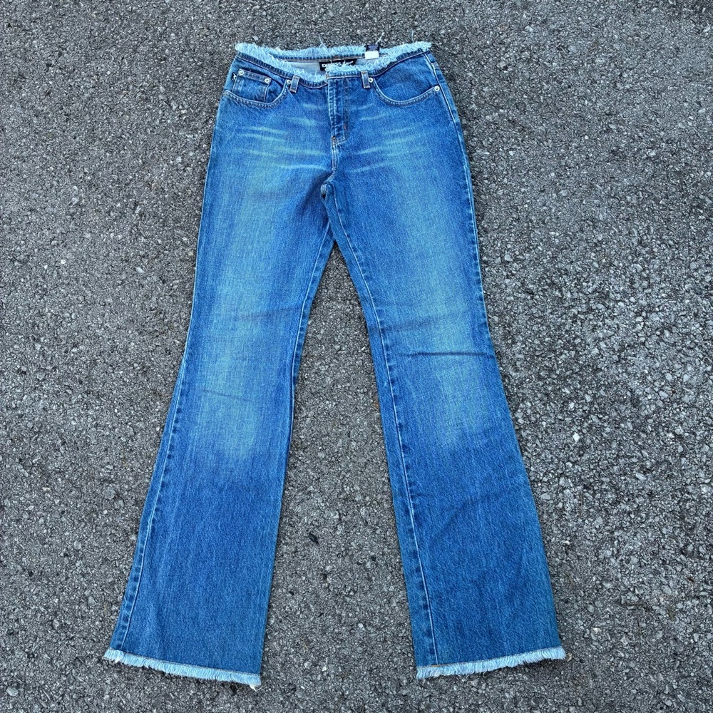 Y2K Vtg. Express Frayed Raw Hem Low Waist Flare Jeans Size 29